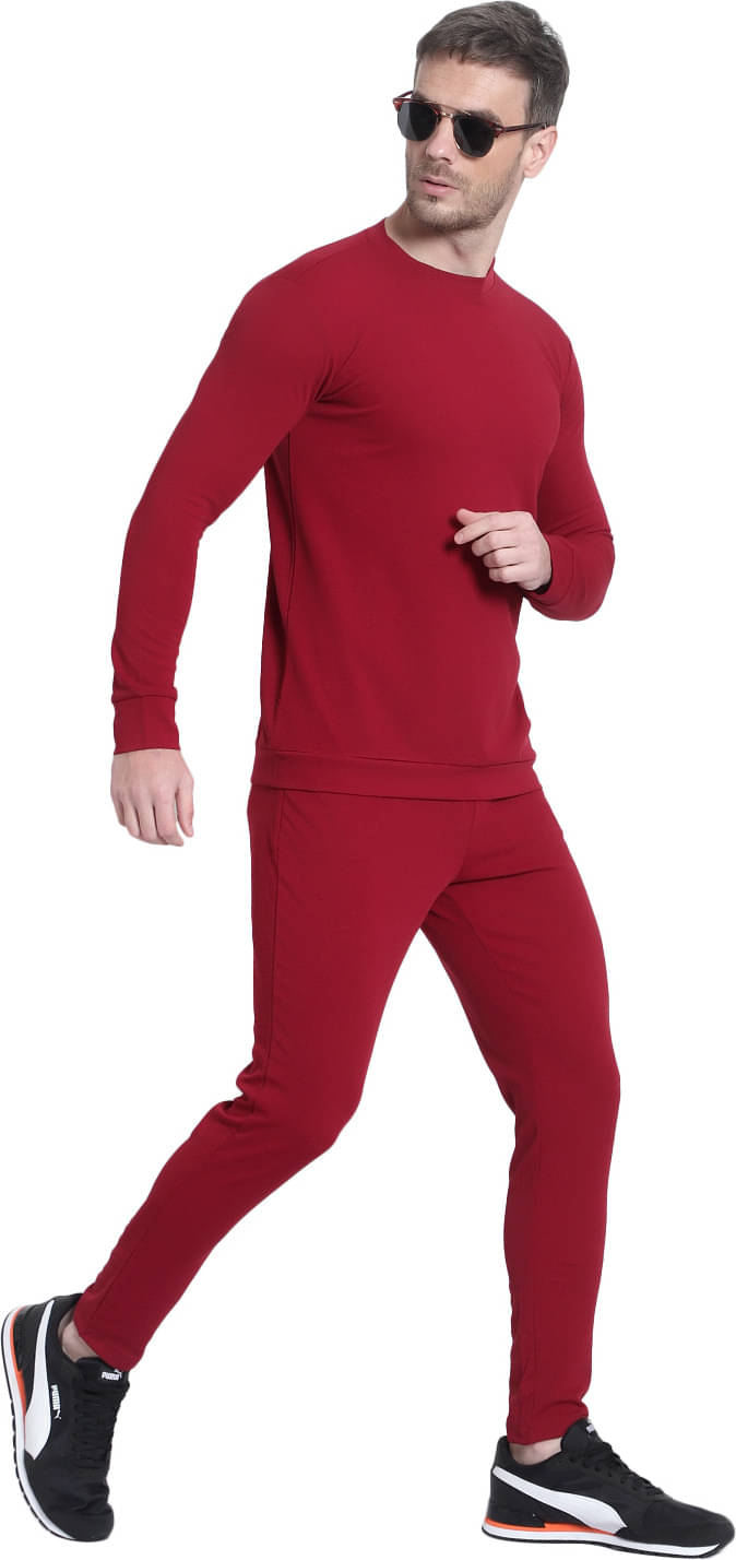    			RABBY Maroon Polyester Blend Regular Fit Men's Tracksuit ( Pack of 1 )