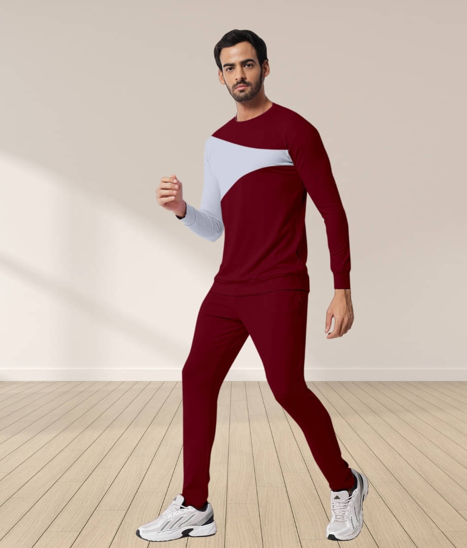     			RABBY Maroon Polyester Blend Regular Fit Men's Tracksuit ( Pack of 1 )