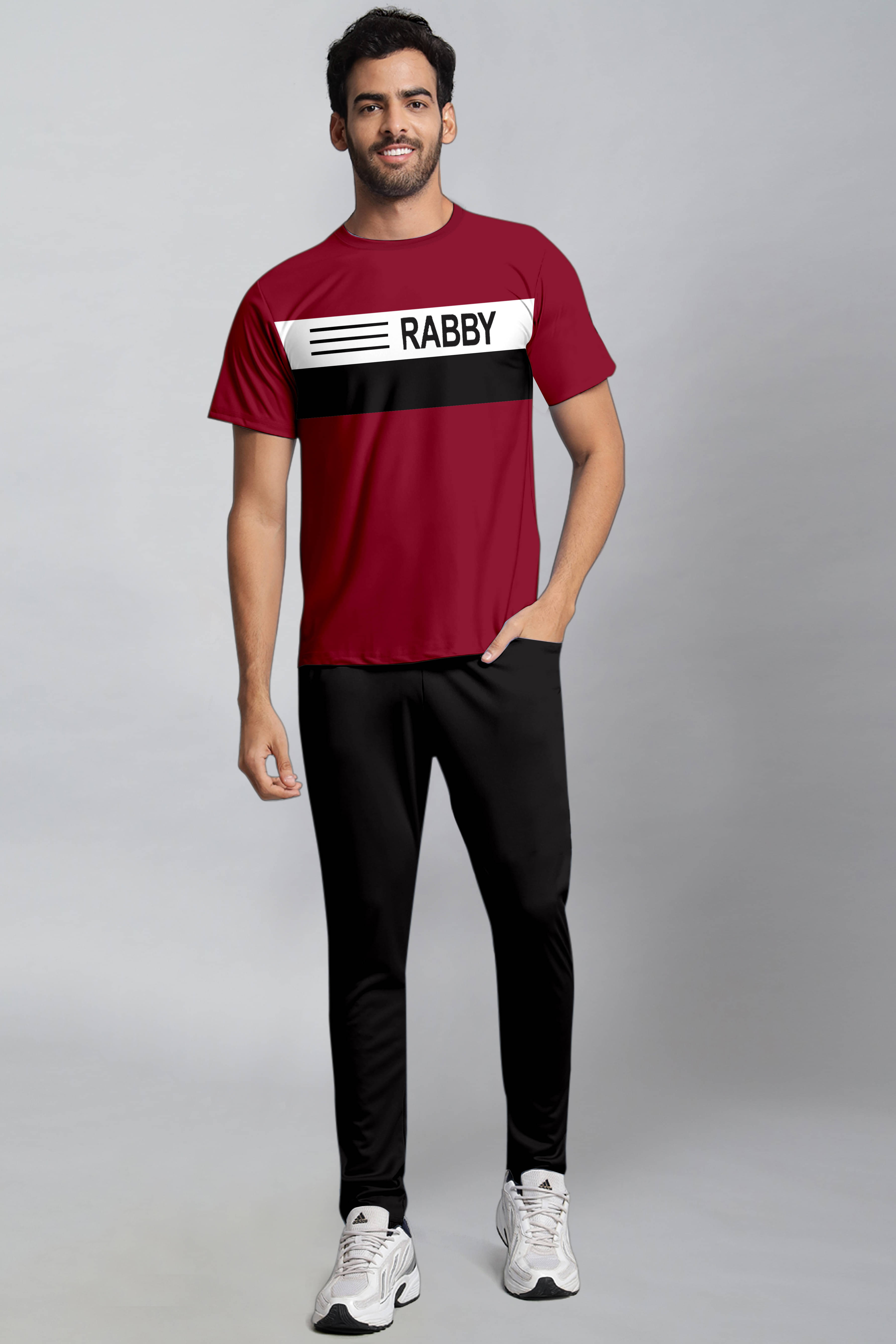    			RABBY Maroon Polyester Blend Regular Fit Men's Tracksuit ( Pack of 1 )