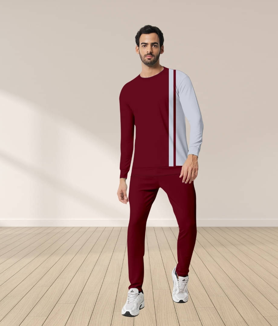 RABBY Maroon Polyester Blend Regular Fit Men's Tracksuit ( Pack of 1 )     			RABBY Maroon Polyester Blend Regular Fit Men's Tracksuit ( Pack of 1 )
