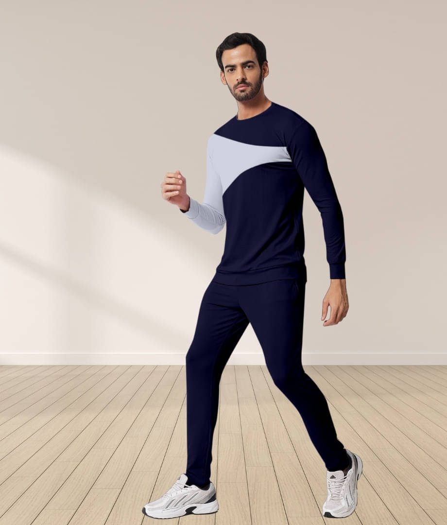     			RABBY Navy Blue Polyester Blend Regular Fit Men's Tracksuit ( Pack of 1 )
