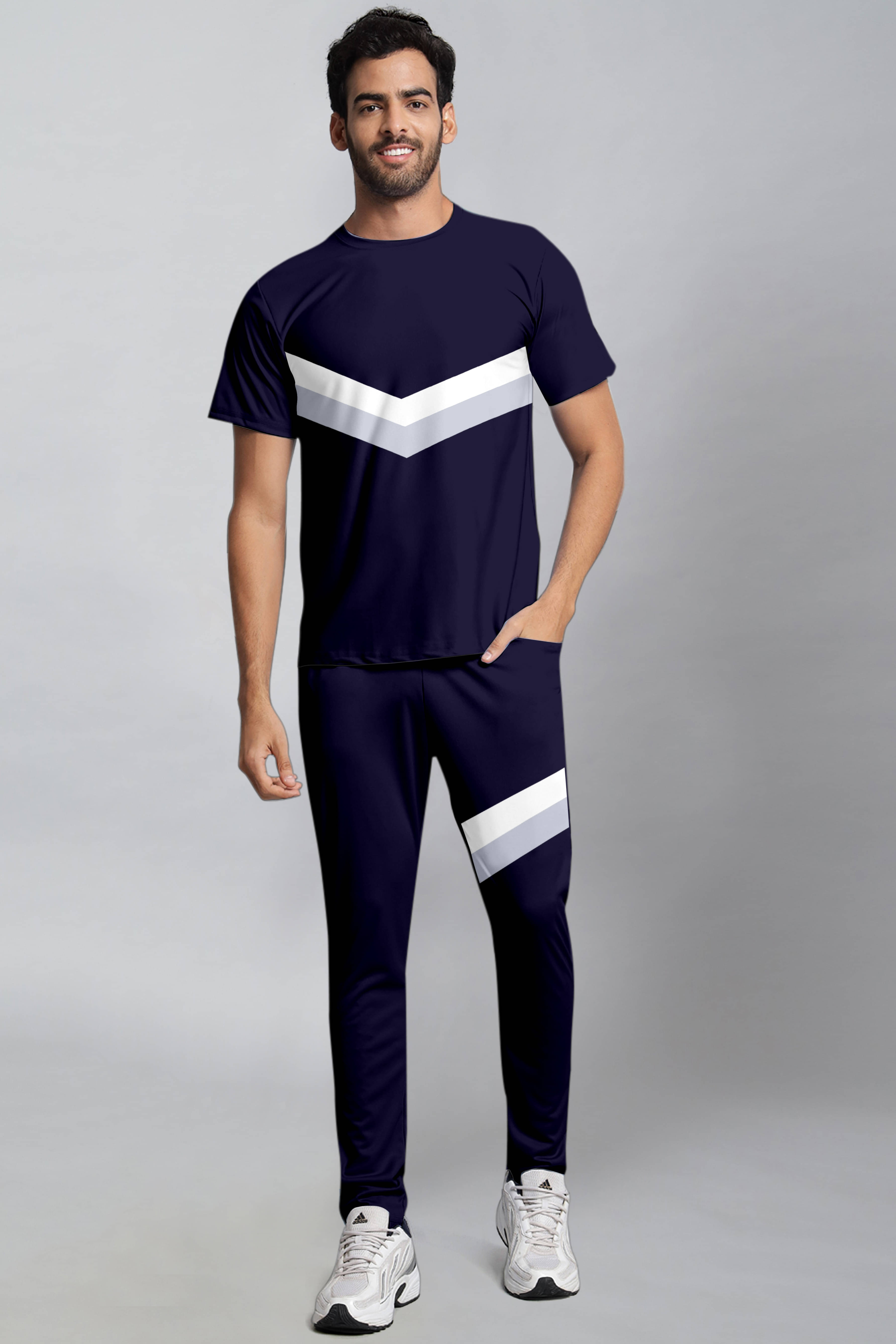 RABBY Navy Blue Polyester Blend Regular Fit Men's Tracksuit ( Pack of 1 )     			RABBY Navy Blue Polyester Blend Regular Fit Men's Tracksuit ( Pack of 1 )