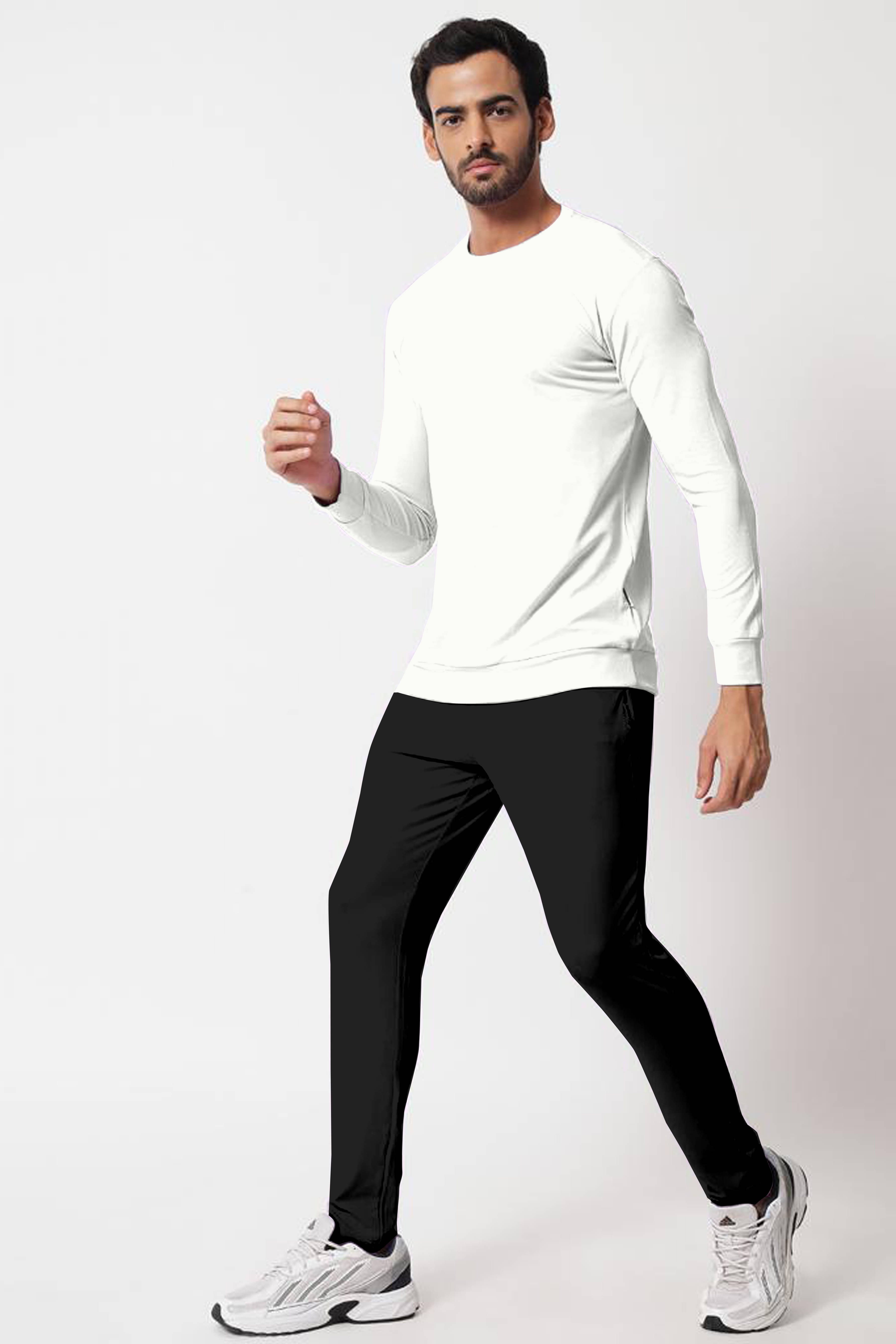     			RABBY White Polyester Regular Fit Men's Tracksuit ( Pack of 1 )