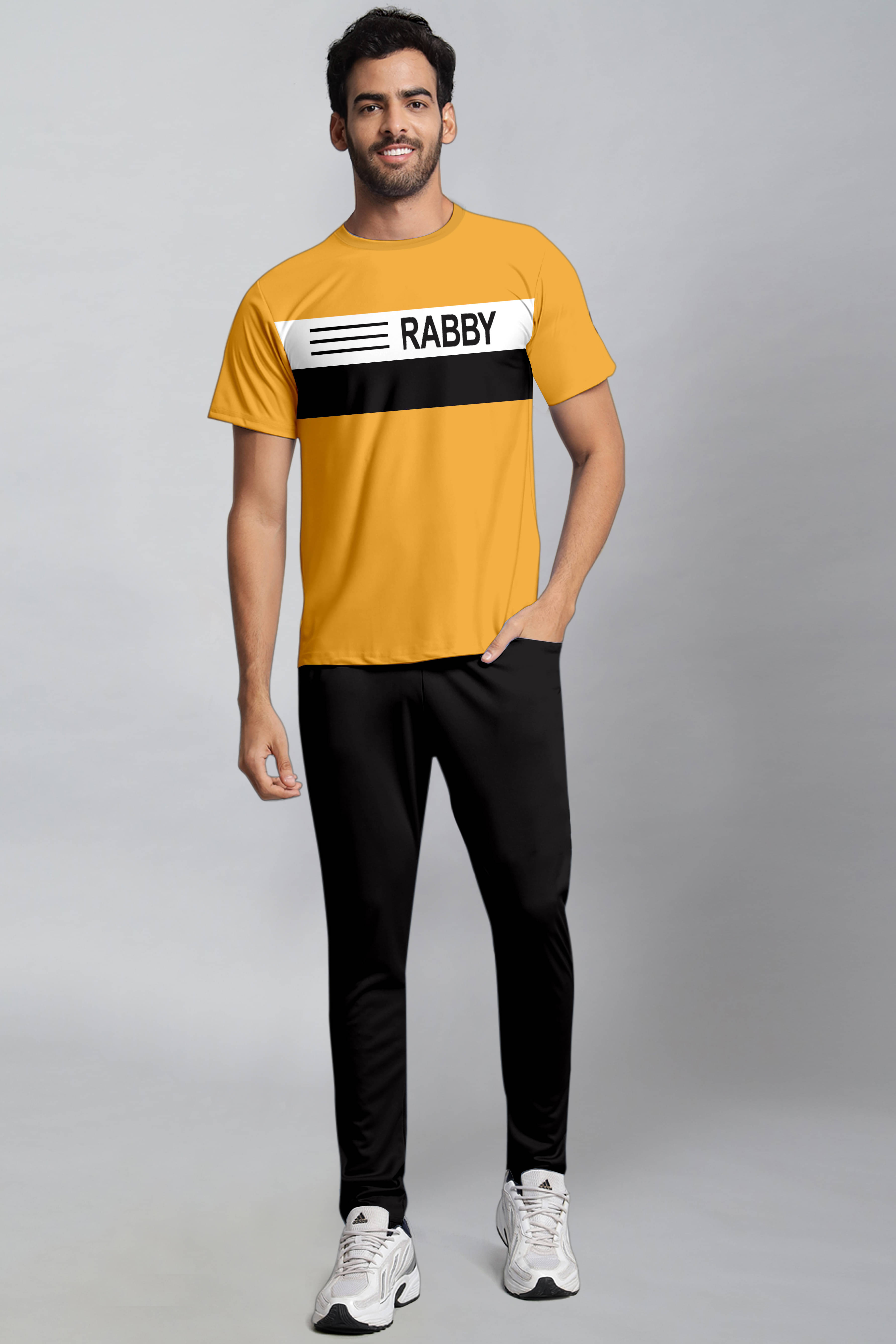     			RABBY Yellow Polyester Blend Regular Fit Men's Tracksuit ( Pack of 1 )