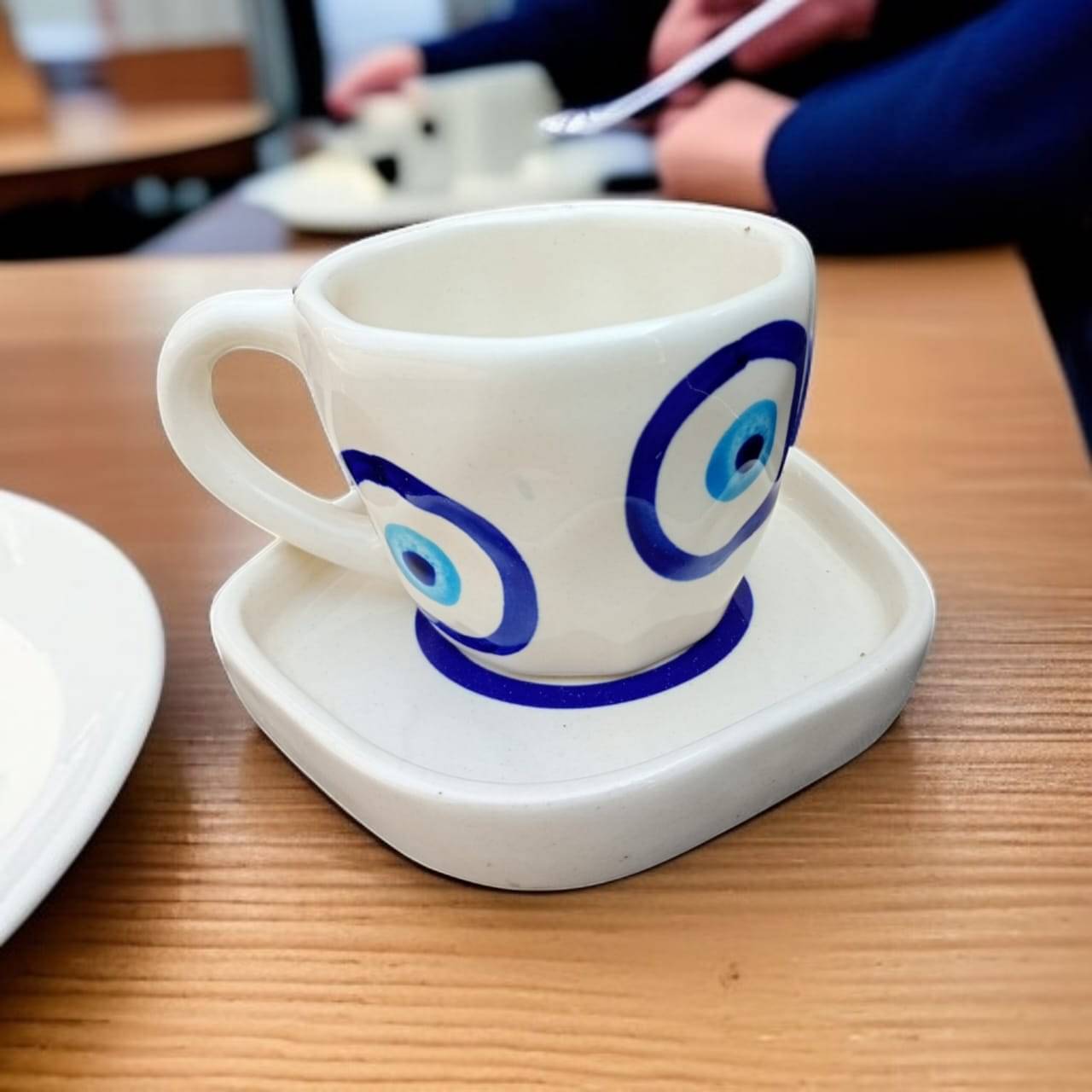     			Rizasta Evil Eye Cup Saucer Geometric Ceramic Tea Set 300 ml ( Pack of 1 )