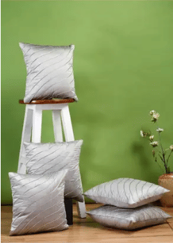     			SHADAB Set of 5 Silk Striped Square Cushion Cover (40X40)cm - Gray