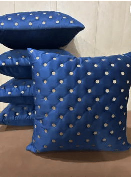     			SHADAB Set of 5 Velvet Striped Square Cushion Cover (40X40)cm - Navy Blue