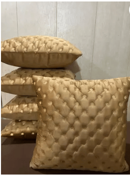 SHADAB Set of 5 Velvet Striped Square Cushion Cover (40X40)cm - Beige SHADAB Set of 5 Velvet Striped Square Cushion Cover (40X40)cm - Beige