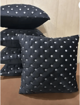 SHADAB Set of 5 Velvet Striped Square Cushion Cover (40X40)cm - Black SHADAB Set of 5 Velvet Striped Square Cushion Cover (40X40)cm - Black