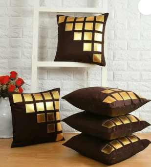     			SHADAB Set of 5 Velvet Striped Square Cushion Cover (40X40)cm - Brown