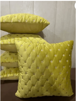     			SHADAB Set of 5 Velvet Striped Square Cushion Cover (40X40)cm - Mint Green