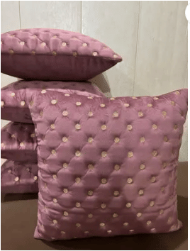     			SHADAB Set of 5 Velvet Striped Square Cushion Cover (40X40)cm - Pink