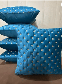 SHADAB Set of 5 Velvet Striped Square Cushion Cover (40X40)cm - Blue SHADAB Set of 5 Velvet Striped Square Cushion Cover (40X40)cm - Blue