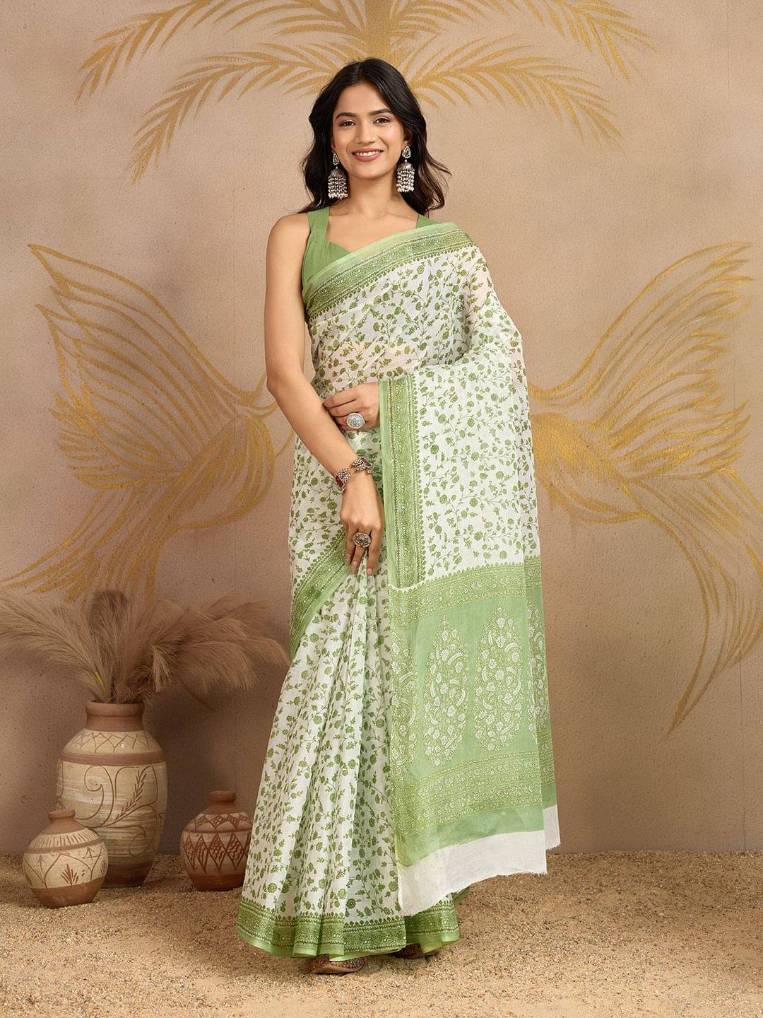 SHANVIKA Cotton Printed Regular Saree Without Blouse Piece ( White ) SHANVIKA Cotton Printed Regular Saree Without Blouse Piece ( White )