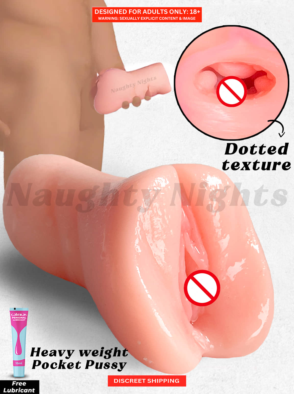 Silicone Men's Masturbators- Life-Like Realistic Stroker Pocket Pussy for Men with Free Calmras Lube