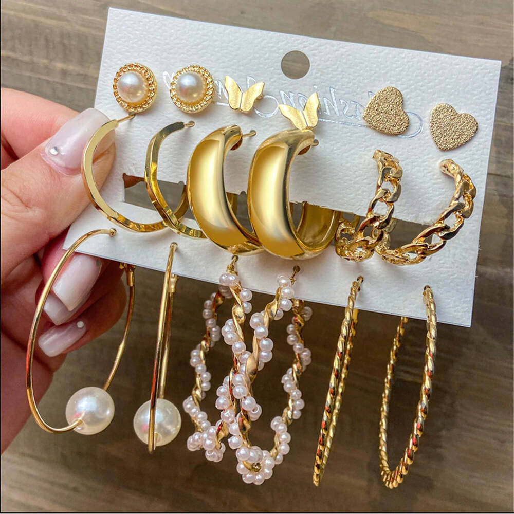 Thrillz Korean Hoops Earrings ( Gold , More Than 10 ) - Earrings | Buy online on ZillyBuy