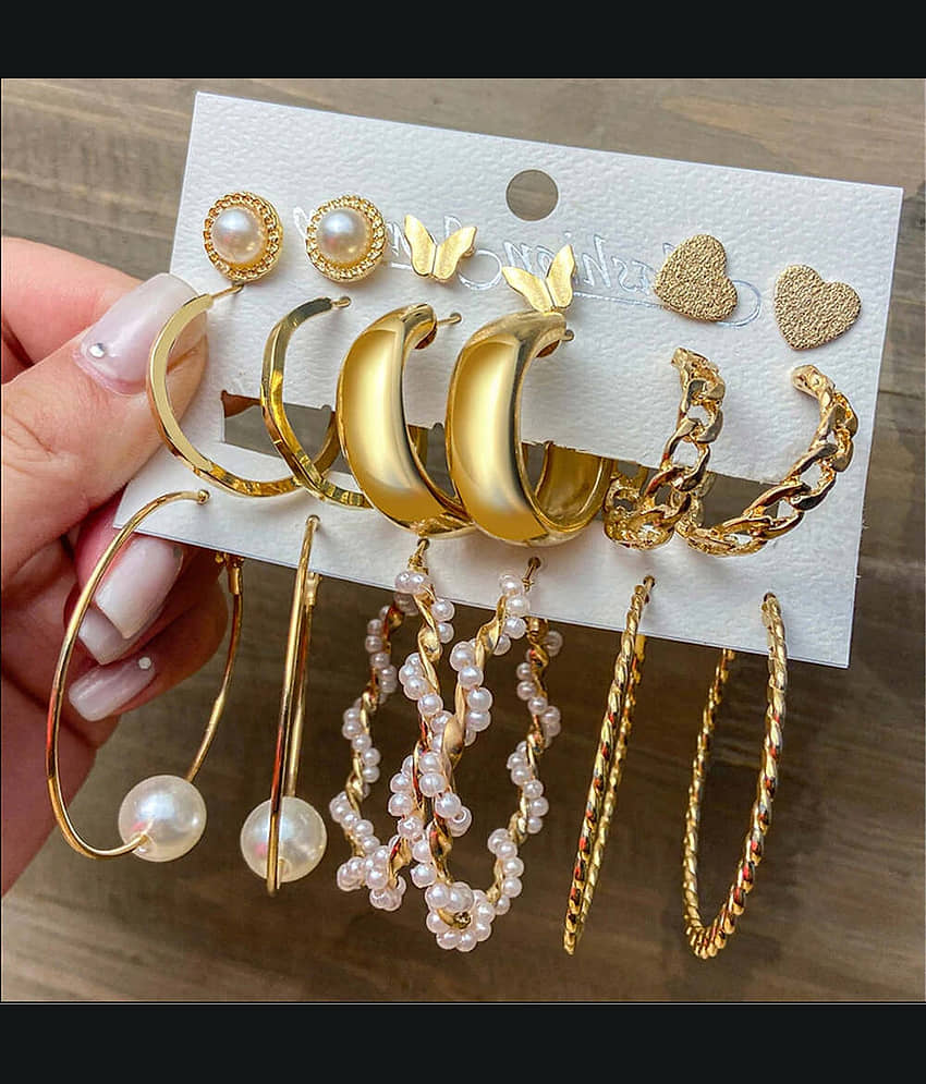 Thrillz Korean Hoops Earrings ( Gold , More Than 10 ) - Earrings | Buy online on ZillyBuy