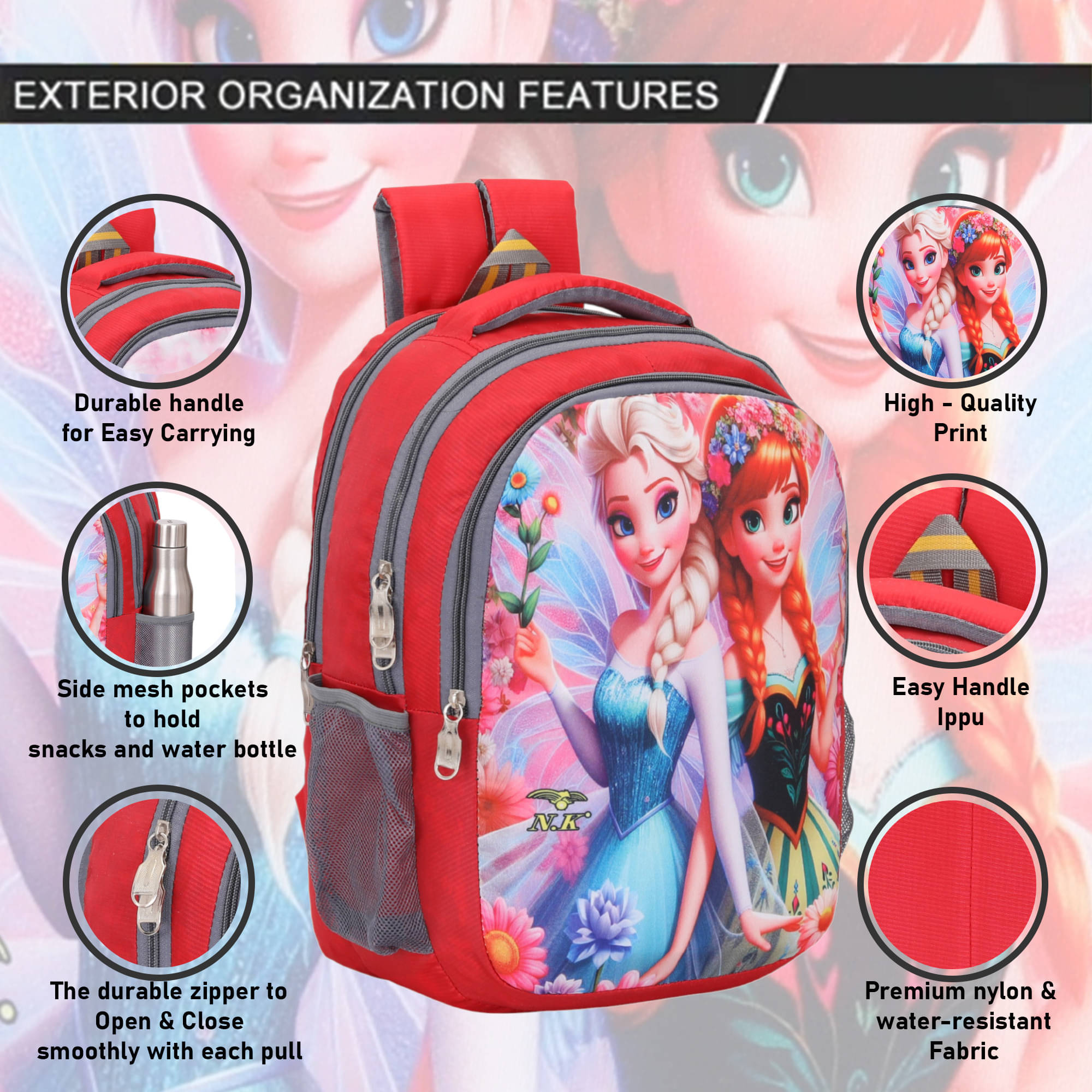     			n.k Red Polyester Backpack For Kids