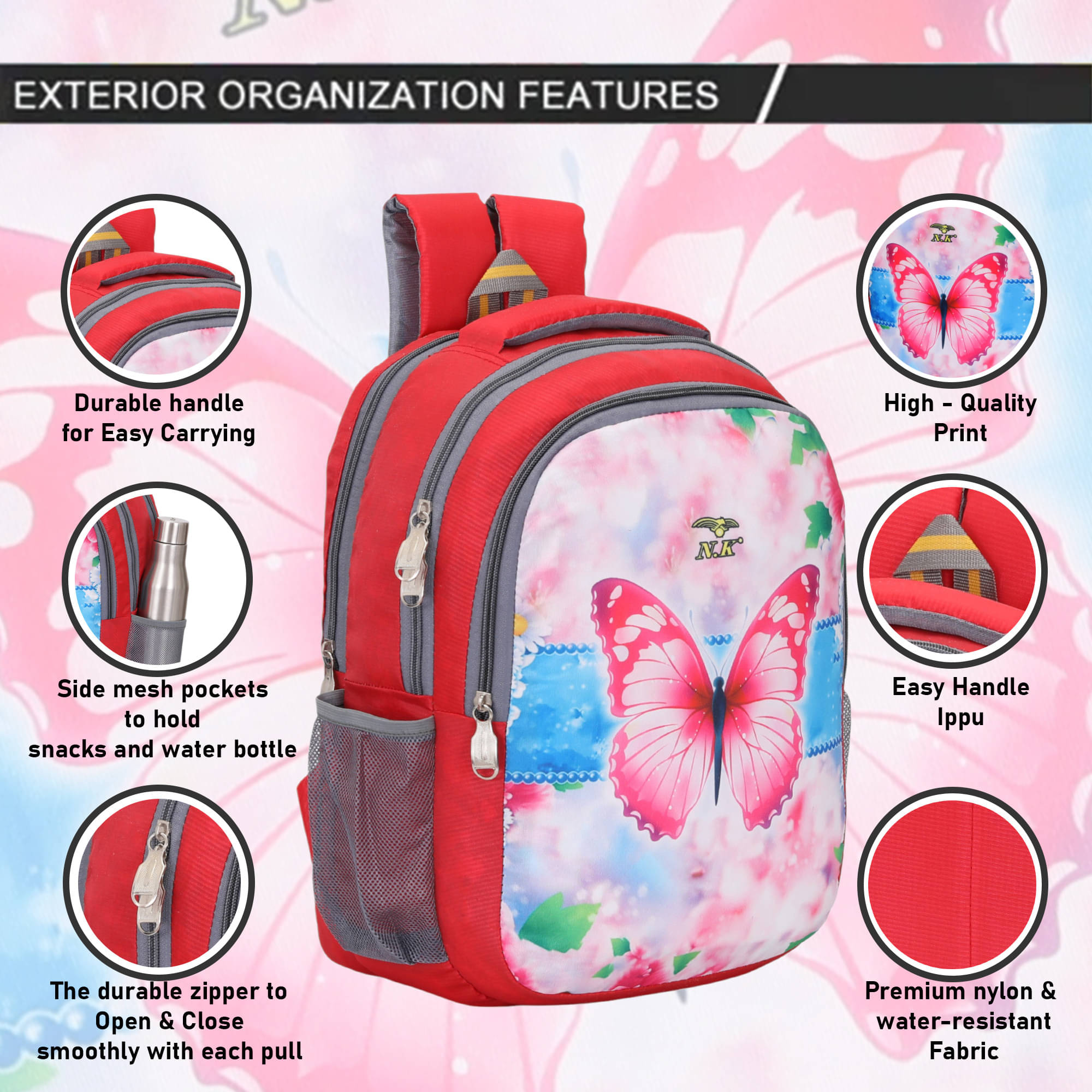     			n.k Red Polyester Backpack For Kids