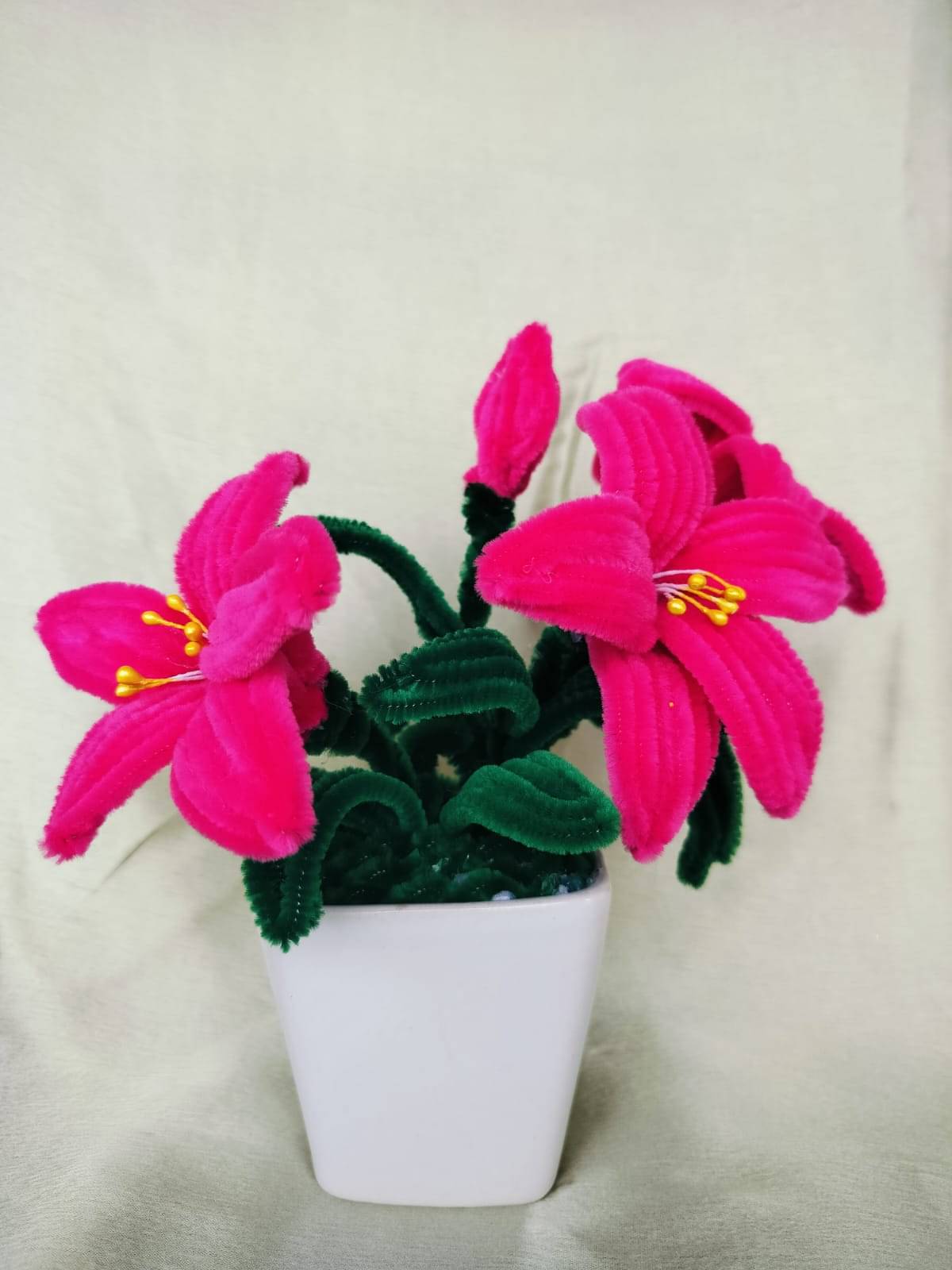     			pink pipe cleaner artificial flower pot