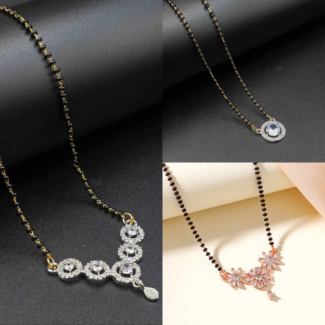 AKLINA Silver Mangalsutra ( Pack of 3 )     			AKLINA Silver Mangalsutra ( Pack of 3 )