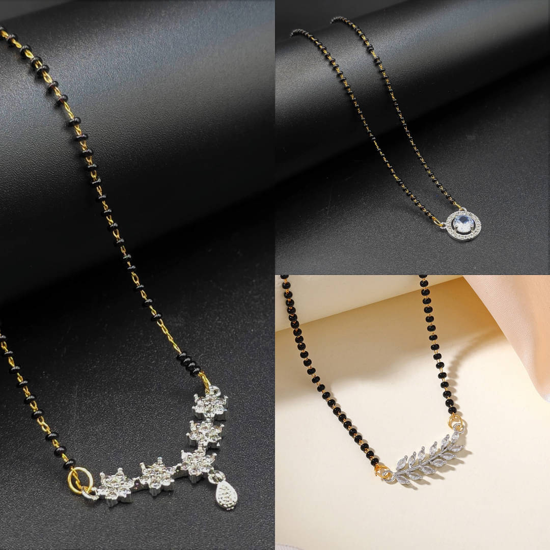 AKLINA Silver Mangalsutra ( Pack of 3 ) AKLINA Silver Mangalsutra ( Pack of 3 )