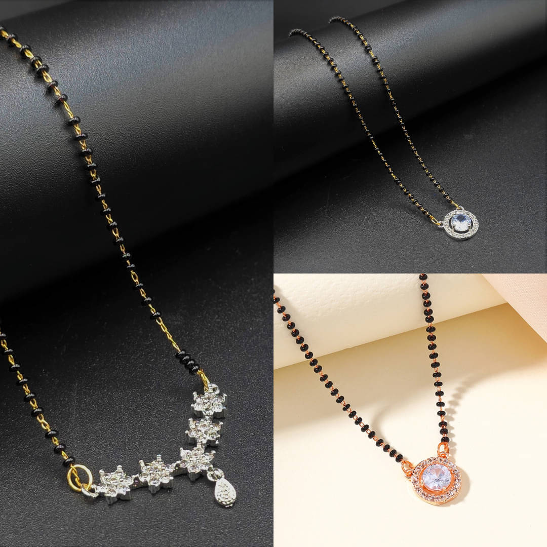 AKLINA Silver Mangalsutra ( Pack of 3 ) AKLINA Silver Mangalsutra ( Pack of 3 )