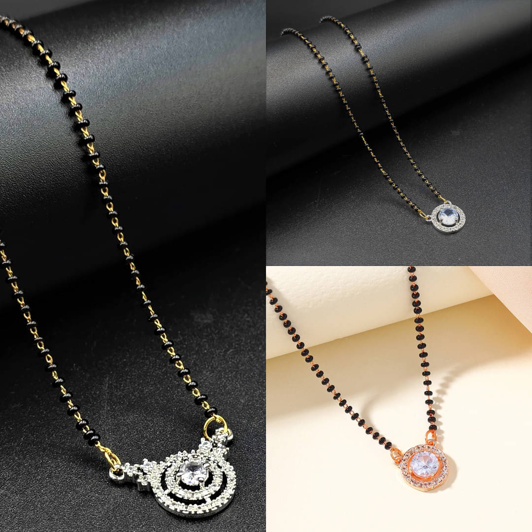     			AKLINA Silver Mangalsutra ( Pack of 3 )