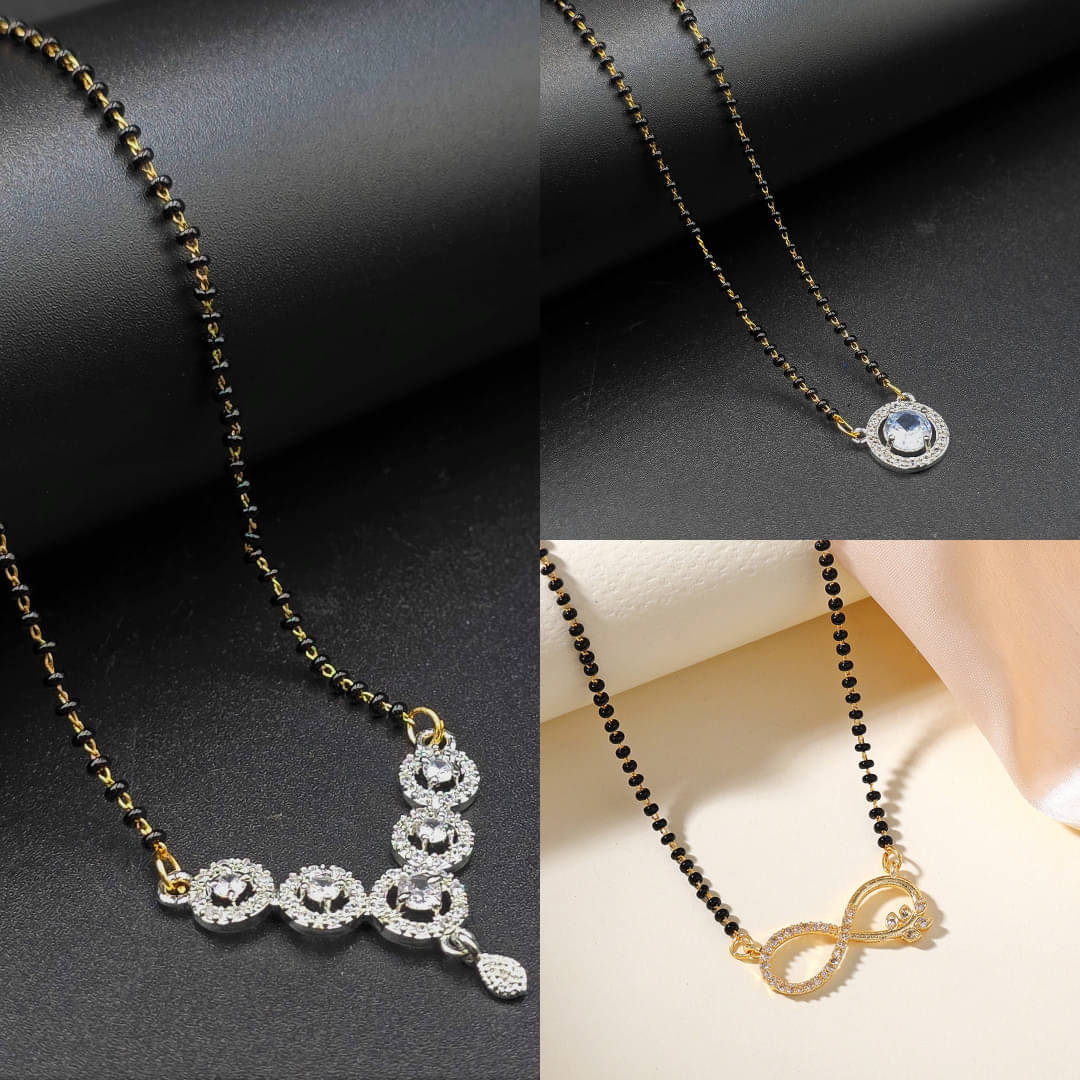 AKLINA Silver Mangalsutra ( Pack of 3 ) AKLINA Silver Mangalsutra ( Pack of 3 )