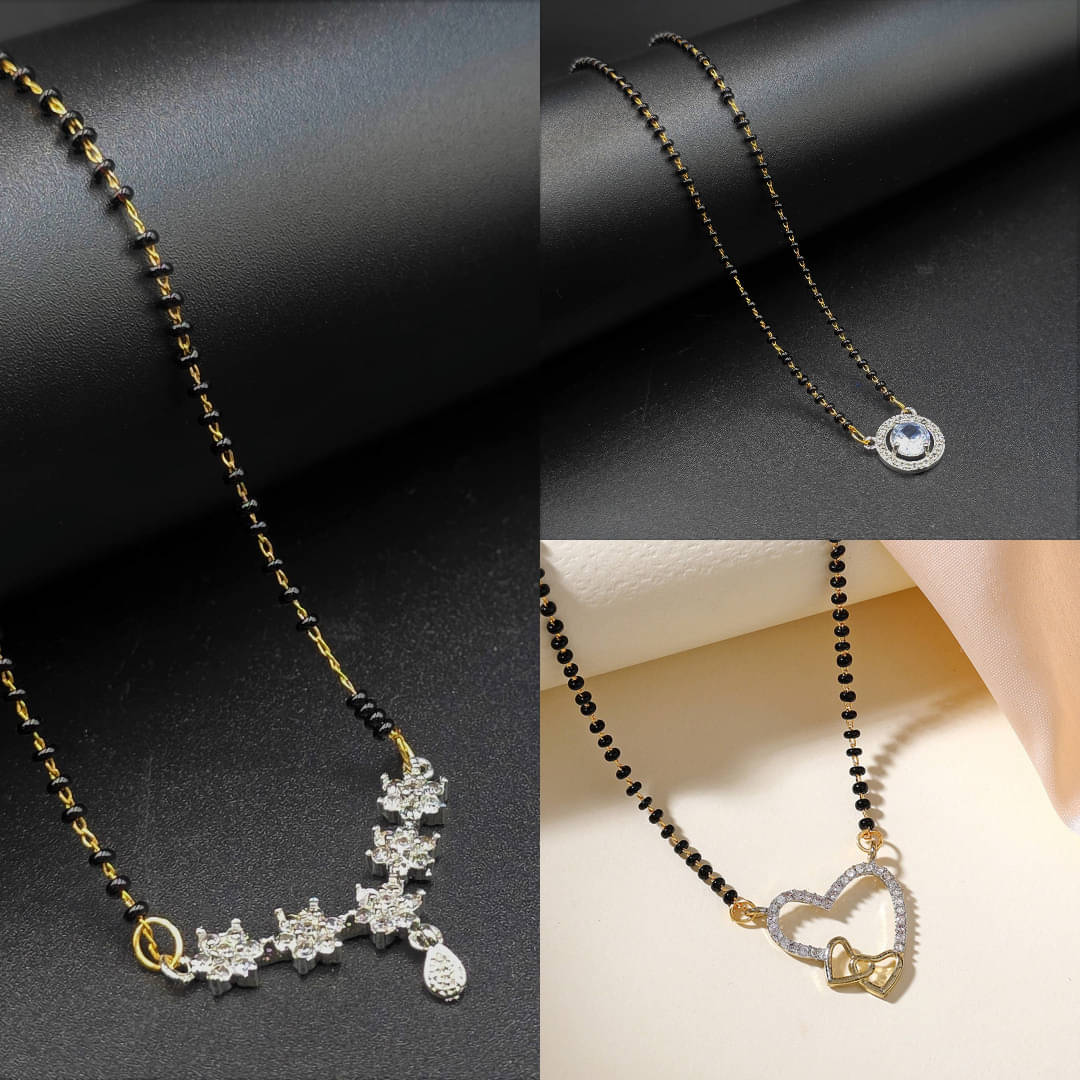     			AKLINA Silver Mangalsutra ( Pack of 3 )