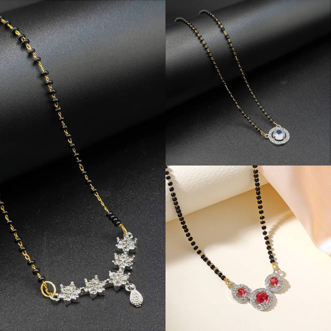 AKLINA Silver Mangalsutra ( Pack of 3 )     			AKLINA Silver Mangalsutra ( Pack of 3 )