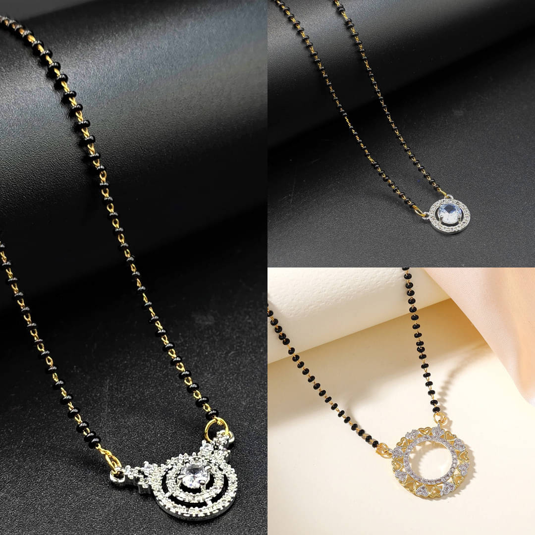 AKLINA Silver Mangalsutra ( Pack of 3 ) AKLINA Silver Mangalsutra ( Pack of 3 )