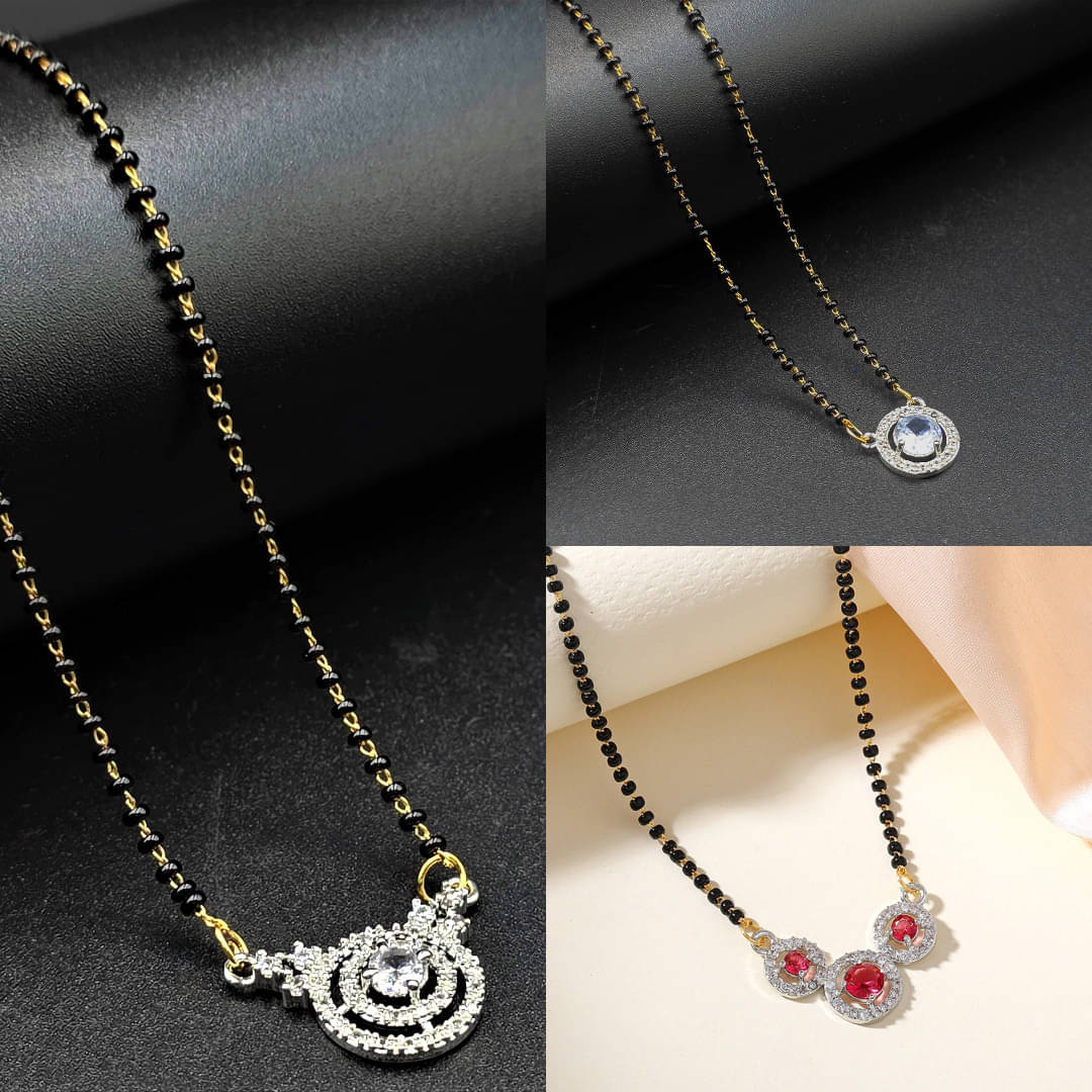 AKLINA Silver Mangalsutra ( Pack of 3 )     			AKLINA Silver Mangalsutra ( Pack of 3 )