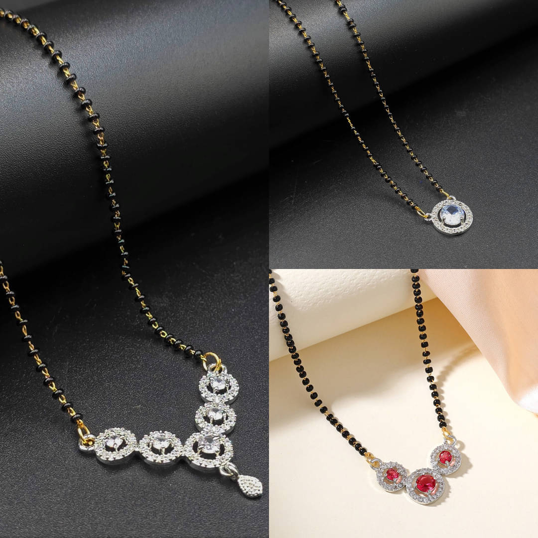     			AKLINA Silver Mangalsutra ( Pack of 3 )