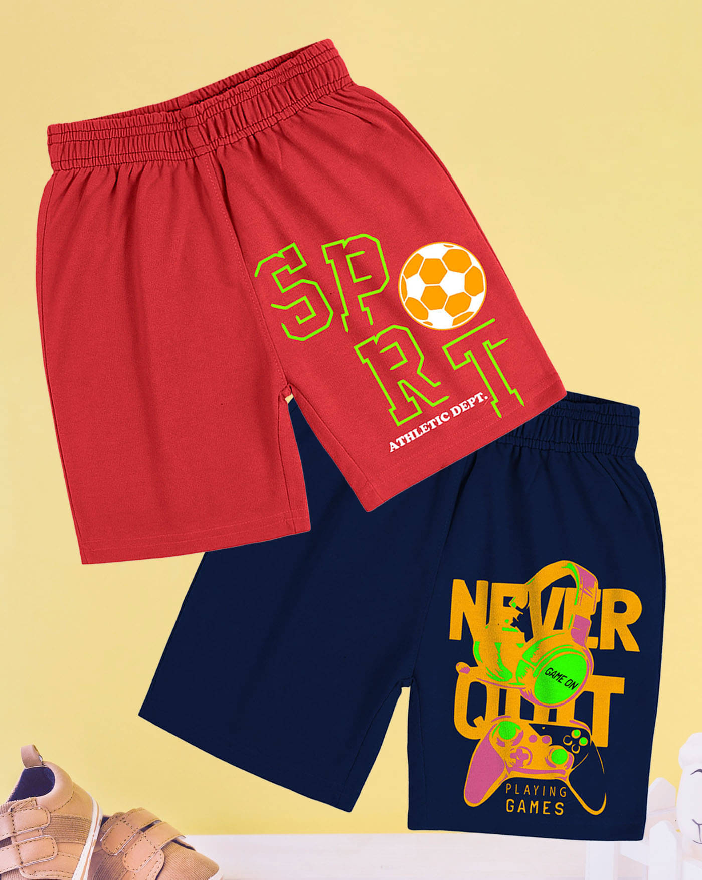     			AOOSH Pack of 2 Cotton Blend Shorts For Boys ( Light Blue )