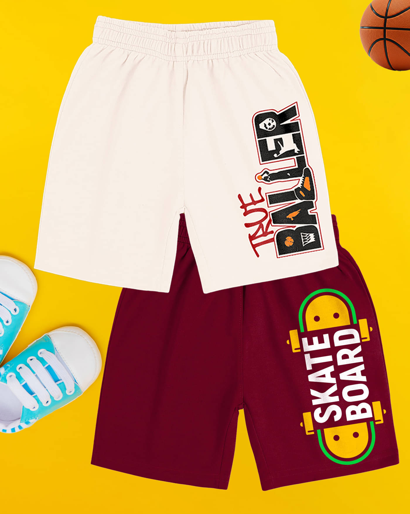     			AUSK Pack of 2 Cotton Blend Shorts For Boys ( Maroon )