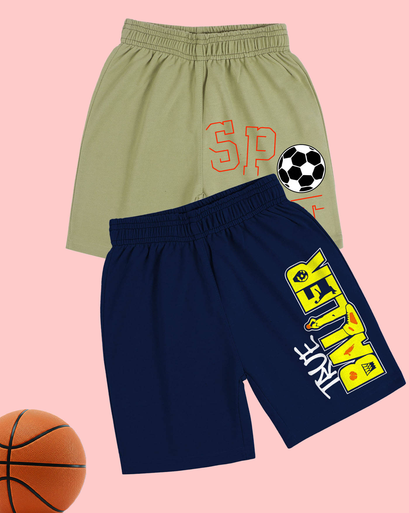     			AUSK Pack of 2 Cotton Blend Shorts For Boys ( Navy Blue )
