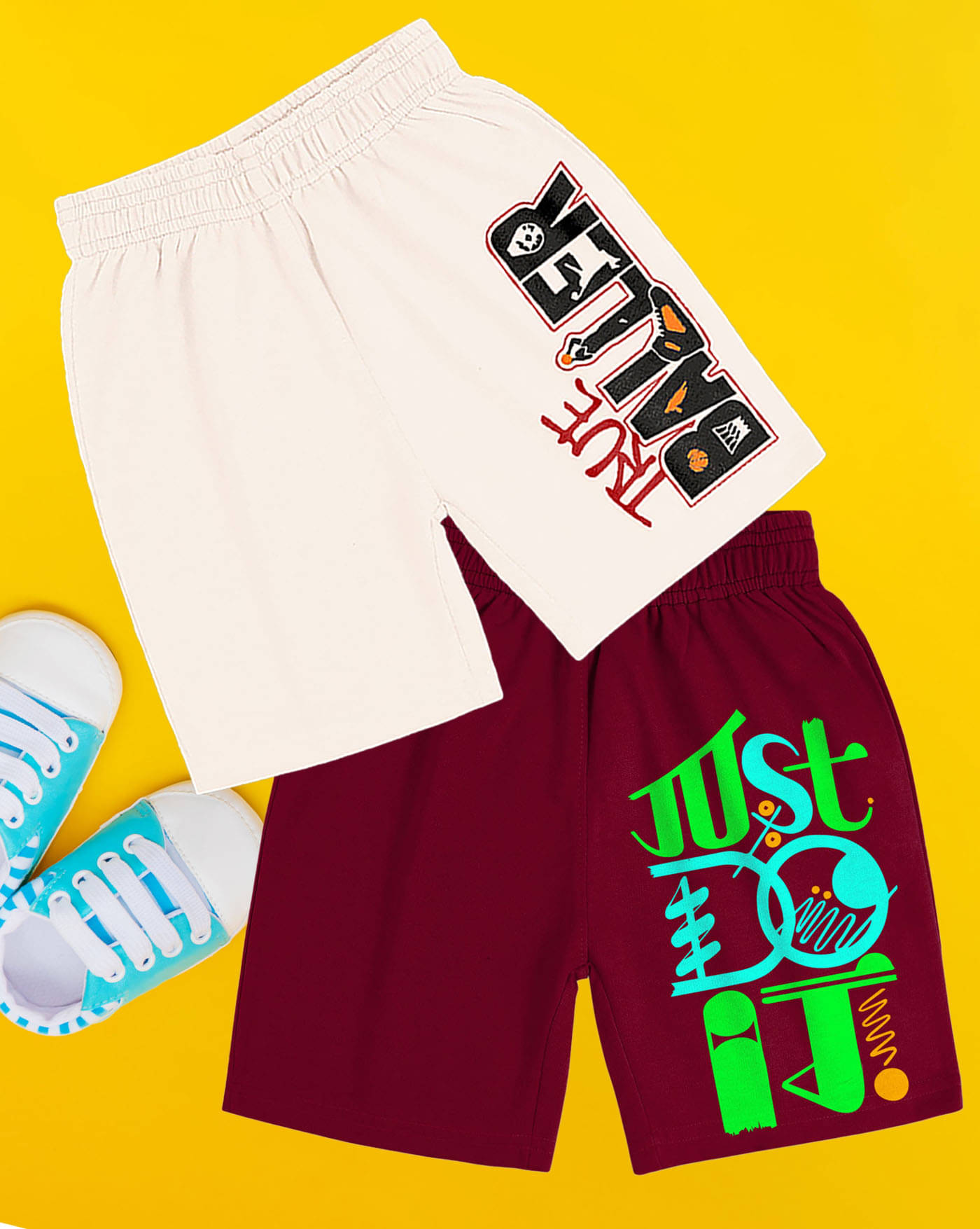     			AUSK Pack of 2 Cotton Blend Shorts For Boys ( Maroon )