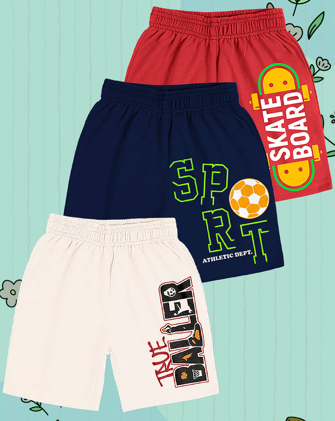     			AUSK Pack of 3 Cotton Blend Shorts For Boys ( Navy Blue )