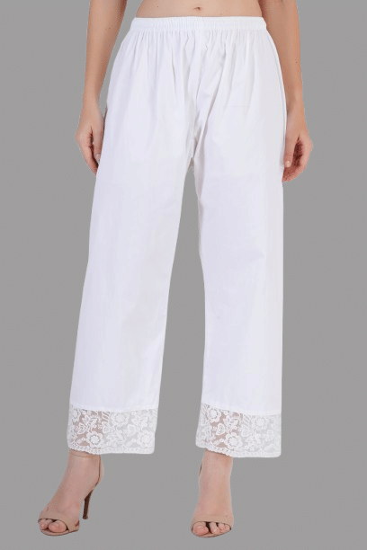 Aadrika Women Cotton Blend Solid Palazzos ( White )