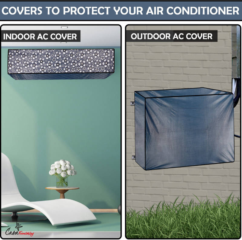 CASA FURNISHING Set of 2 Polyester BLUE AC Cover for 1.5 Ton Split AC CASA FURNISHING Set of 2 Polyester BLUE AC Cover for 1.5 Ton Split AC