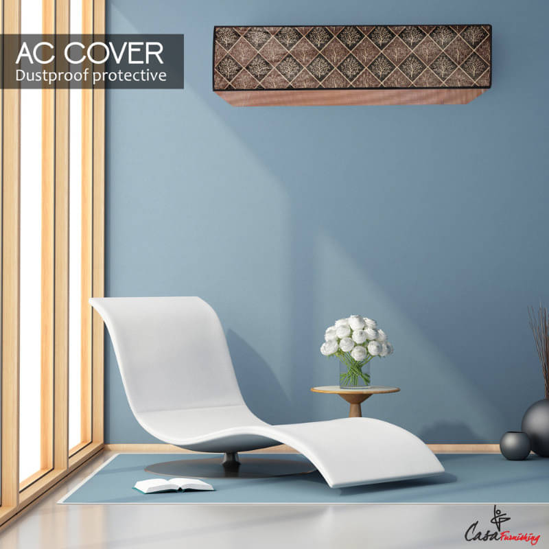     			CASA FURNISHING Single Polyester BROWN AC Cover for 1.5 Ton Split AC