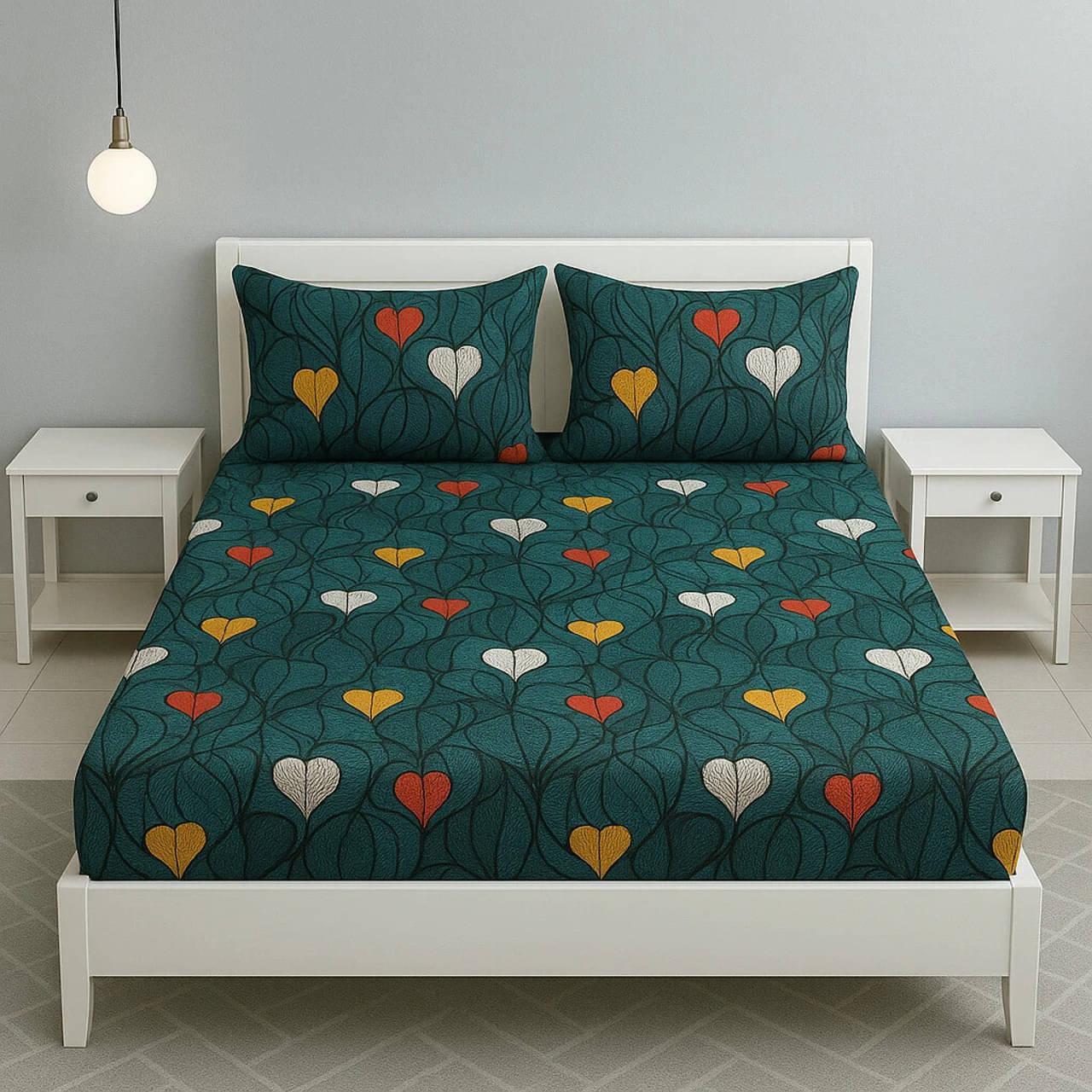 DOMES FAB Glace Cotton 1 Double Bedsheet with 2 Pillow Covers ( Green ) DOMES FAB Glace Cotton 1 Double Bedsheet with 2 Pillow Covers ( Green )
