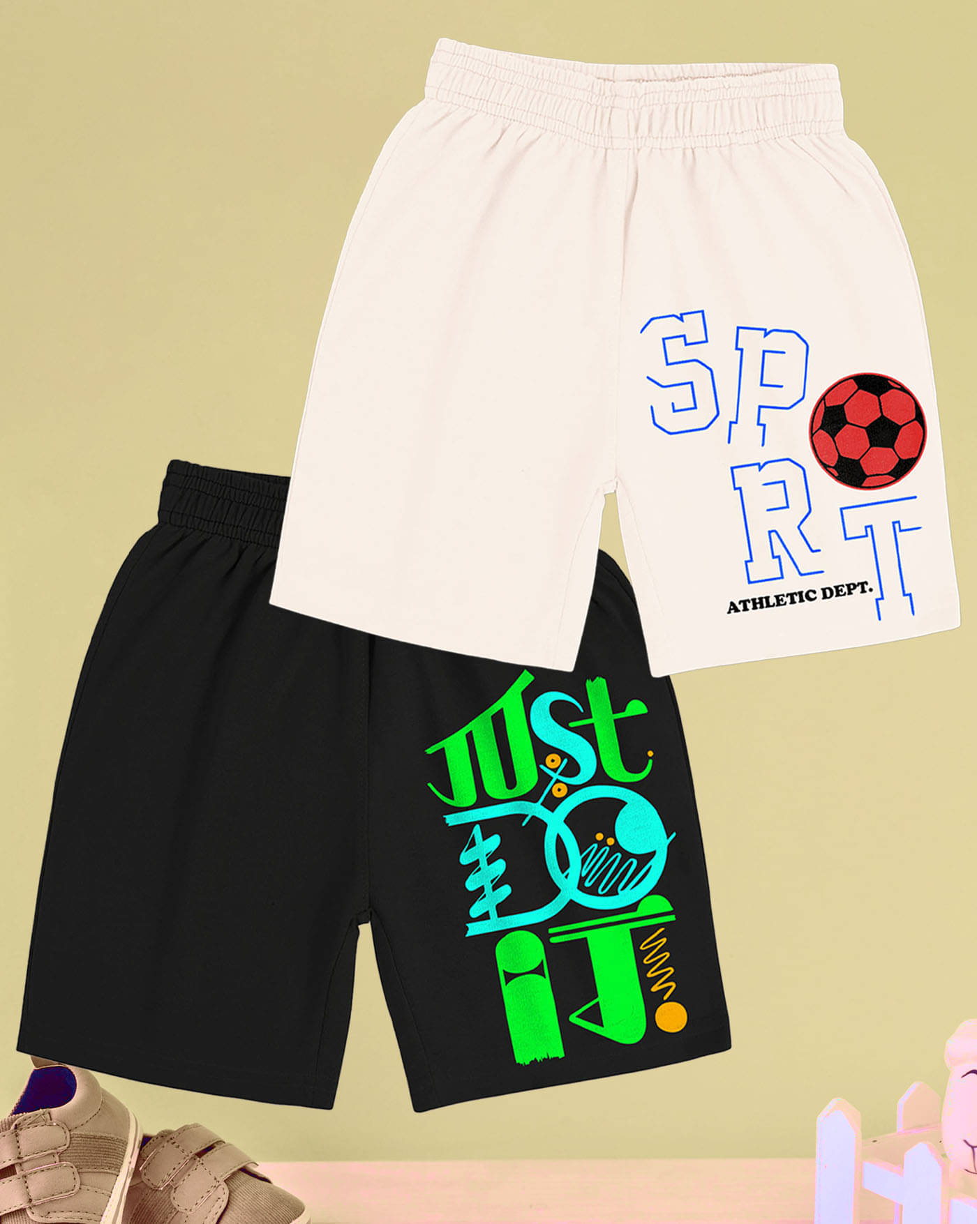     			ENITOR Pack of 2 Cotton Blend Shorts For Boys ( Black )