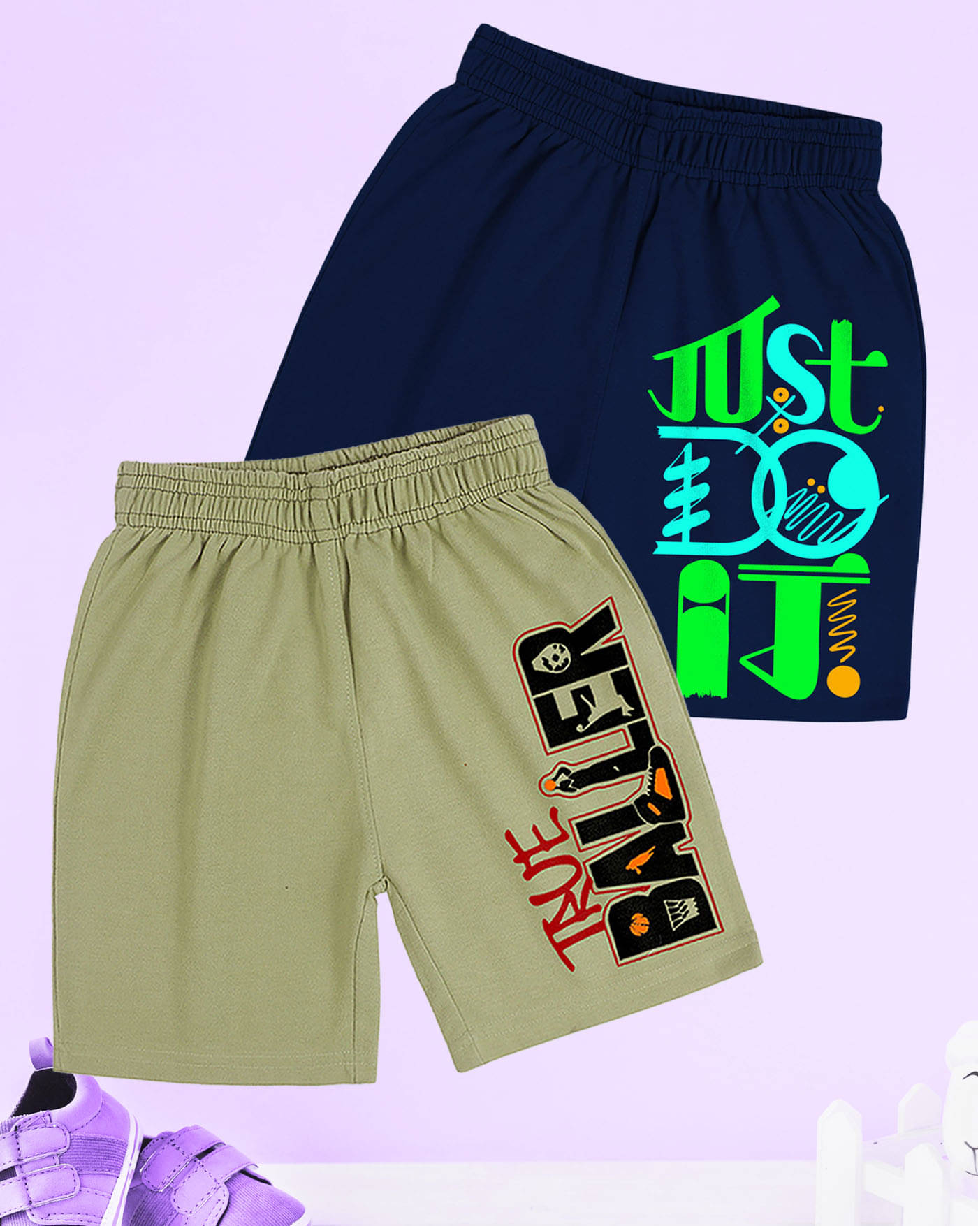     			ENITOR Pack of 2 Cotton Blend Shorts For Boys ( Navy Blue )