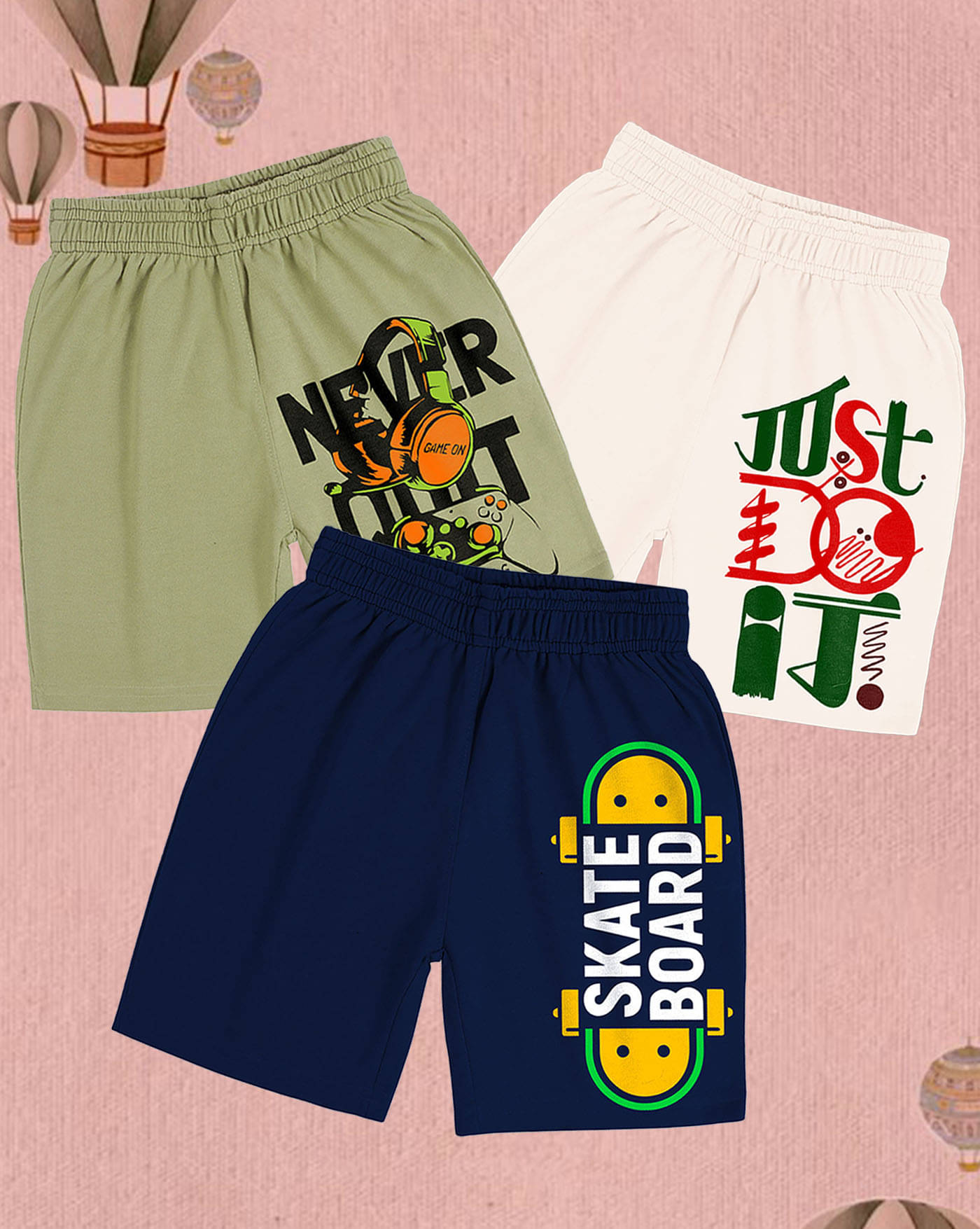     			ENITOR Pack of 3 Cotton Blend Shorts For Boys ( Lime Green )