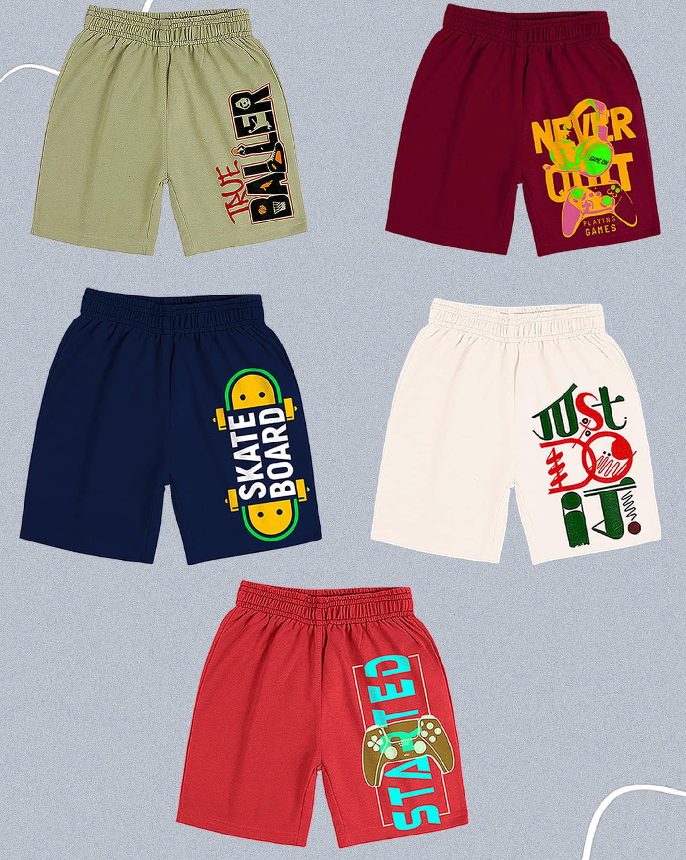     			ENITOR Pack of 5 Cotton Blend Shorts For Boys ( Navy Blue )