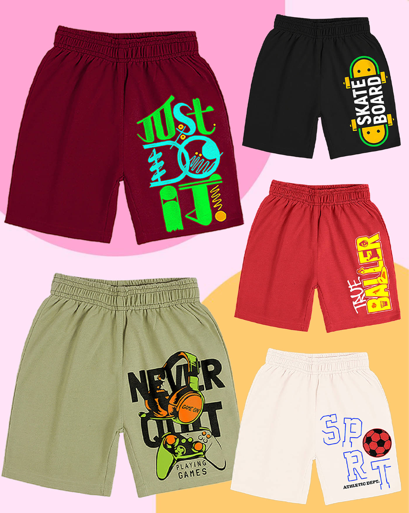     			ENITOR Pack of 5 Cotton Blend Shorts For Boys ( Beige )