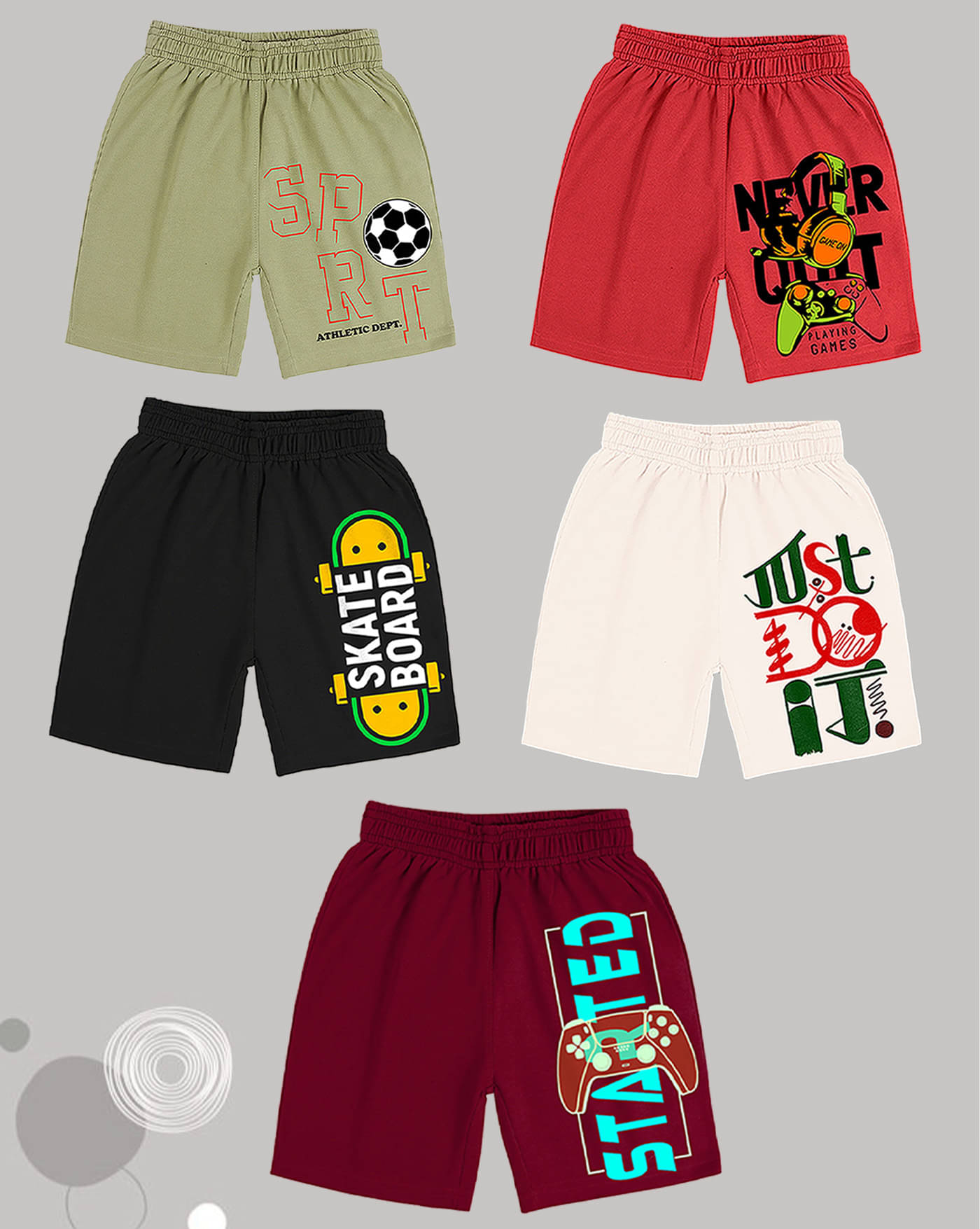     			ENITOR Pack of 5 Cotton Blend Shorts For Boys ( Lime Green )