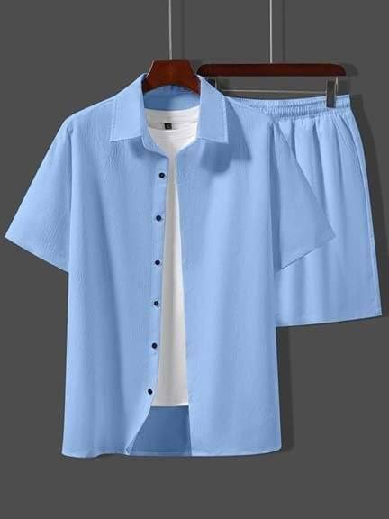     			ETSY Men's Shirt With Shorts Co-Ords Set ( Pack of 1 , Light Blue )